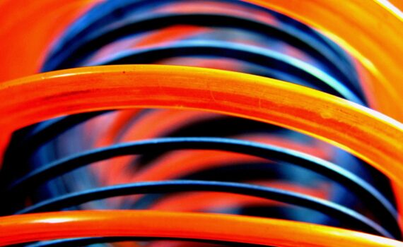 Abstract extreme close-up photograph of a slinky creating an abstract pattern