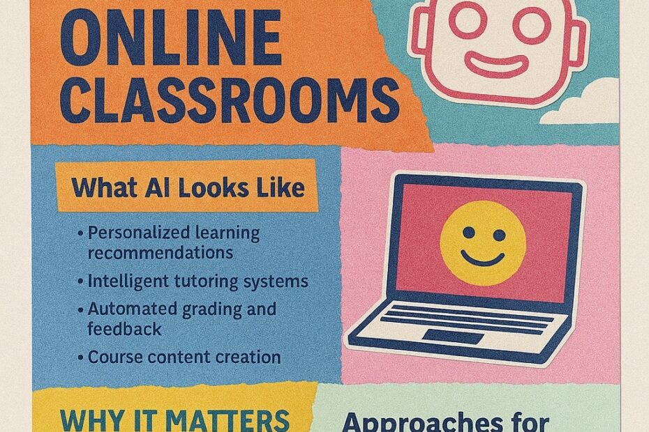 Microsoft Copilot-generated collage in response to a question about how to format a zine about AI use in the classroom.