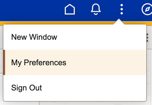 Screenshot of CUNY First drop-down menu