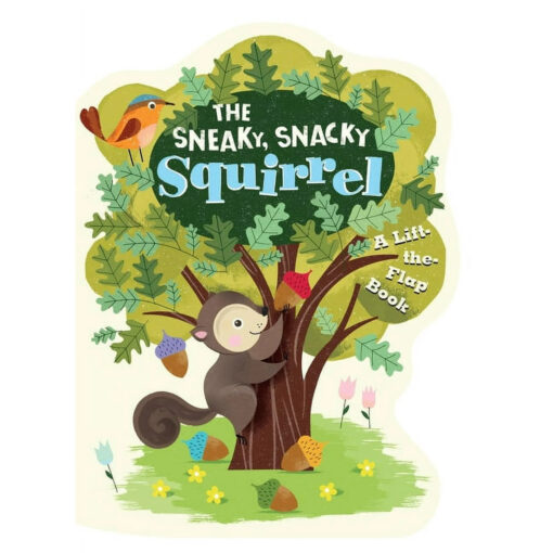 book cover of The Sneaky, Snacky Squirrel, showing a squirrel climbing a bright green oak tree