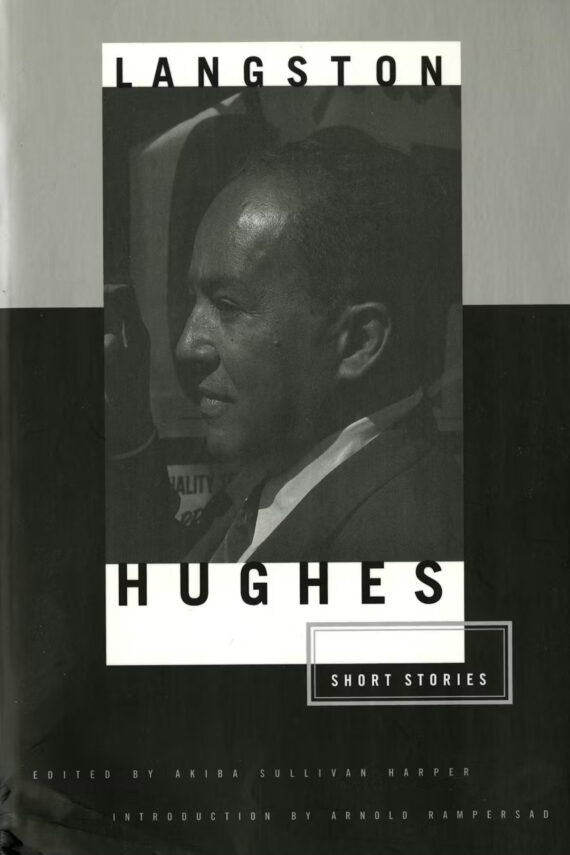 book cover of The Short Stories of Langston Hughes, featuring a black and white photograph of the author