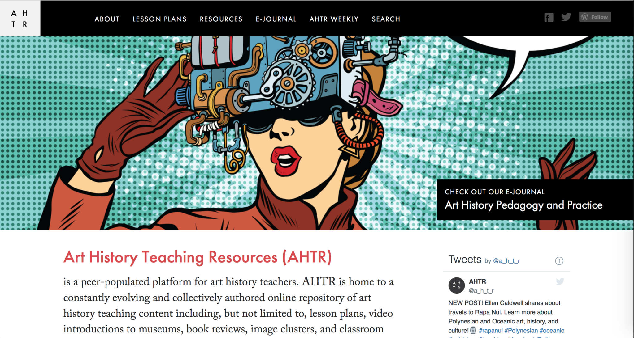 screen shot of Art History Teaching Resources home page