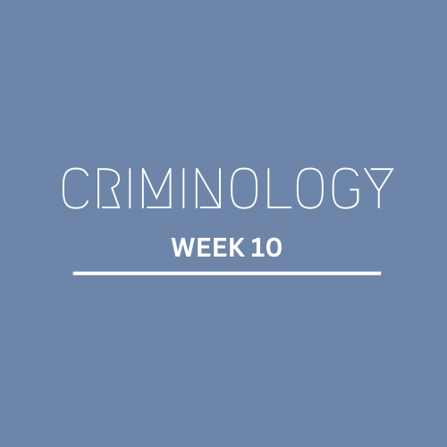 On blue background, text Criminology Week 10