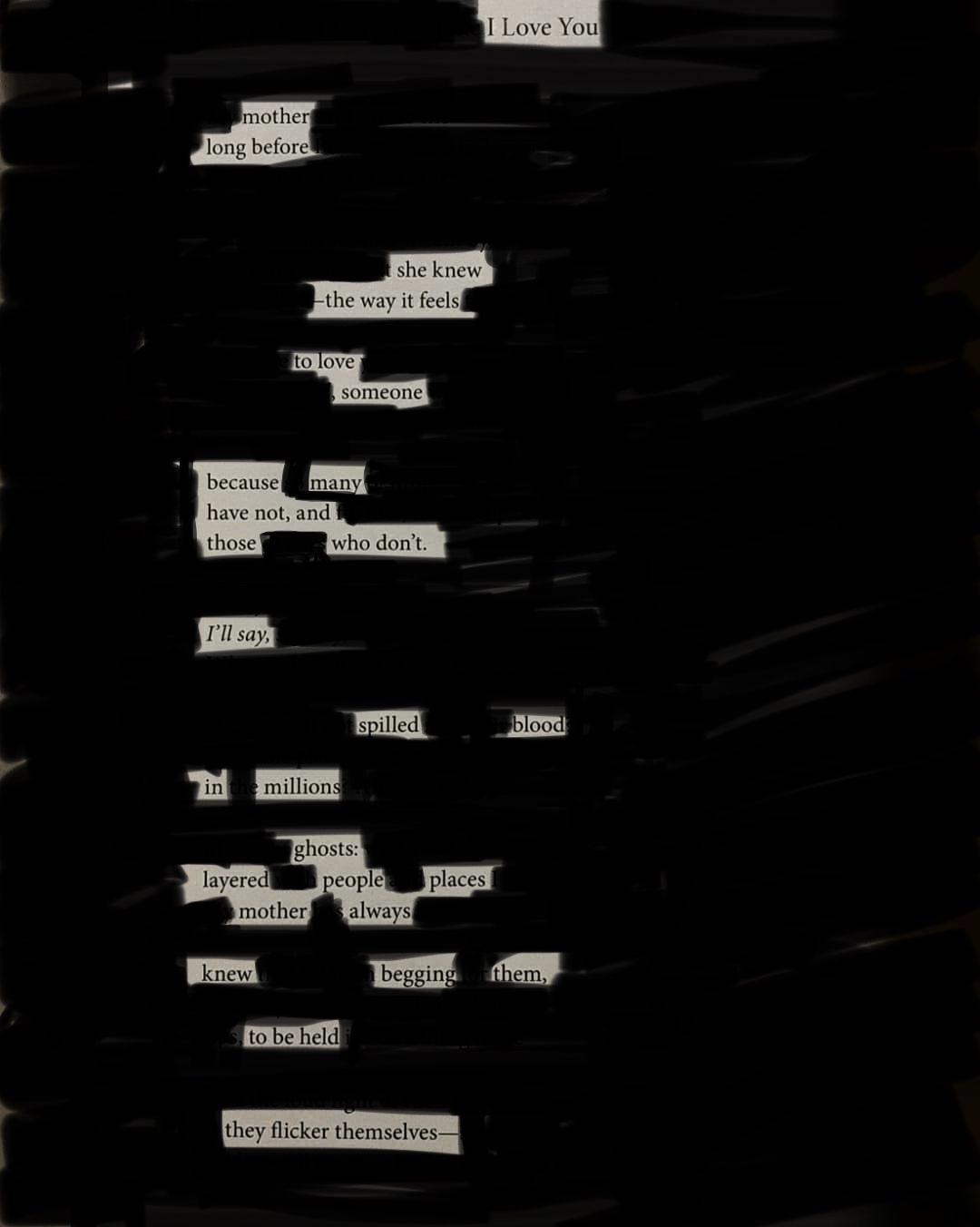  they don t love you like i love you by natalie diaz erasure poem