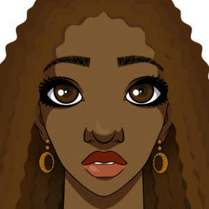 Graphic face of Black girl with huge brown eyes