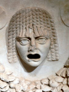 Greek tragic mask stunned expression