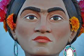 Closeup of Mexican woman’s face (Frida Kahlo)