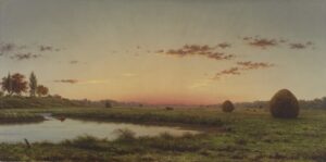 Painting of marshes at sunset