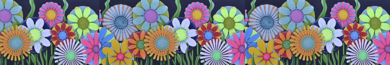 Banner of multi-colored abstract flowers