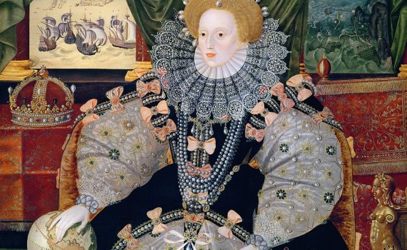 Portrait of Queen Elizabeth 1 of England in elaborate costume