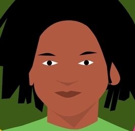 Graphic of Black Person in green shirt Androgynous