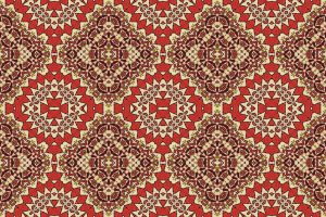 Red and ivory Islamic pattern carpet