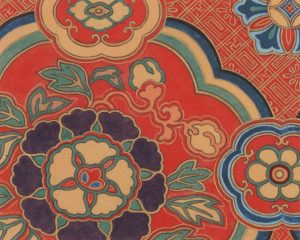 Chinese floral pattern on red background