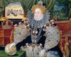 Portrait of Queen Elizabeth 1 of England in elaborate costume