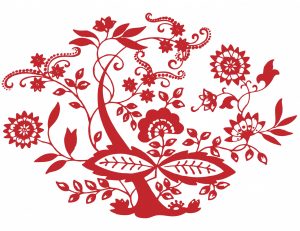 Decorative red floral pattern