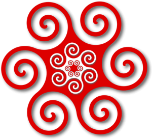 Red swirl decorative element