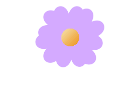 Simple shape of purple flower with yellow center