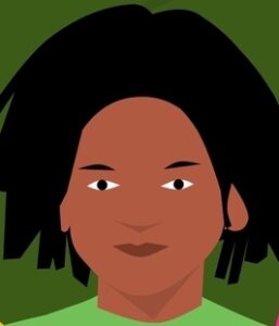 Graphic of Black Person in green shirt Androgynous