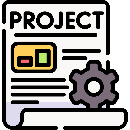 icon of paper with the word project and representation of a document