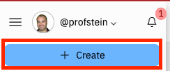 screenshot of Create button