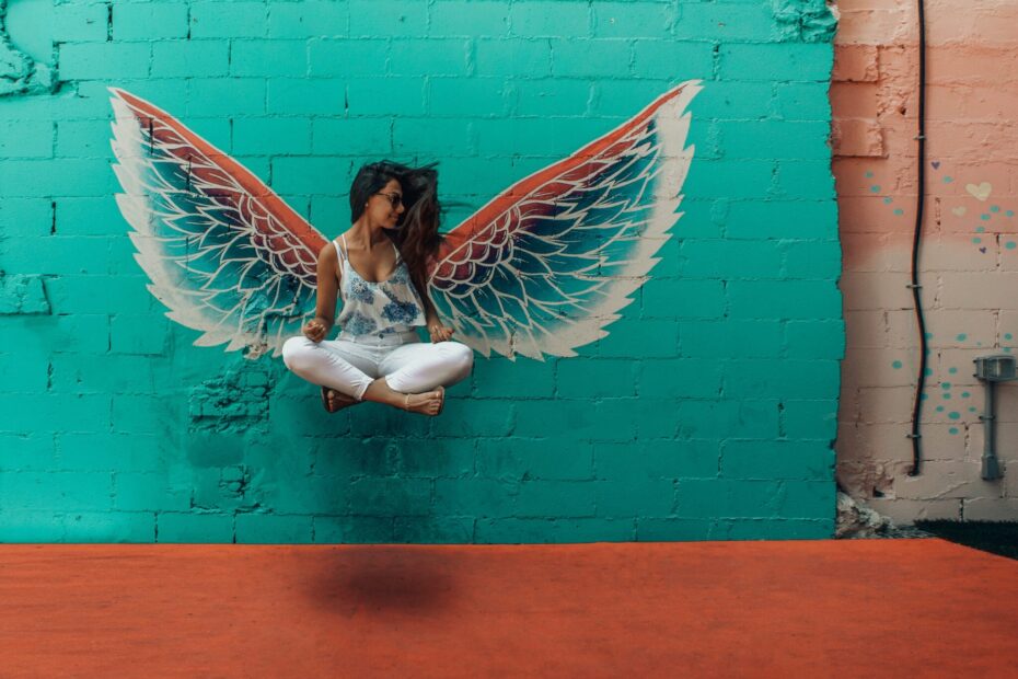 example free image: woman floating with wings