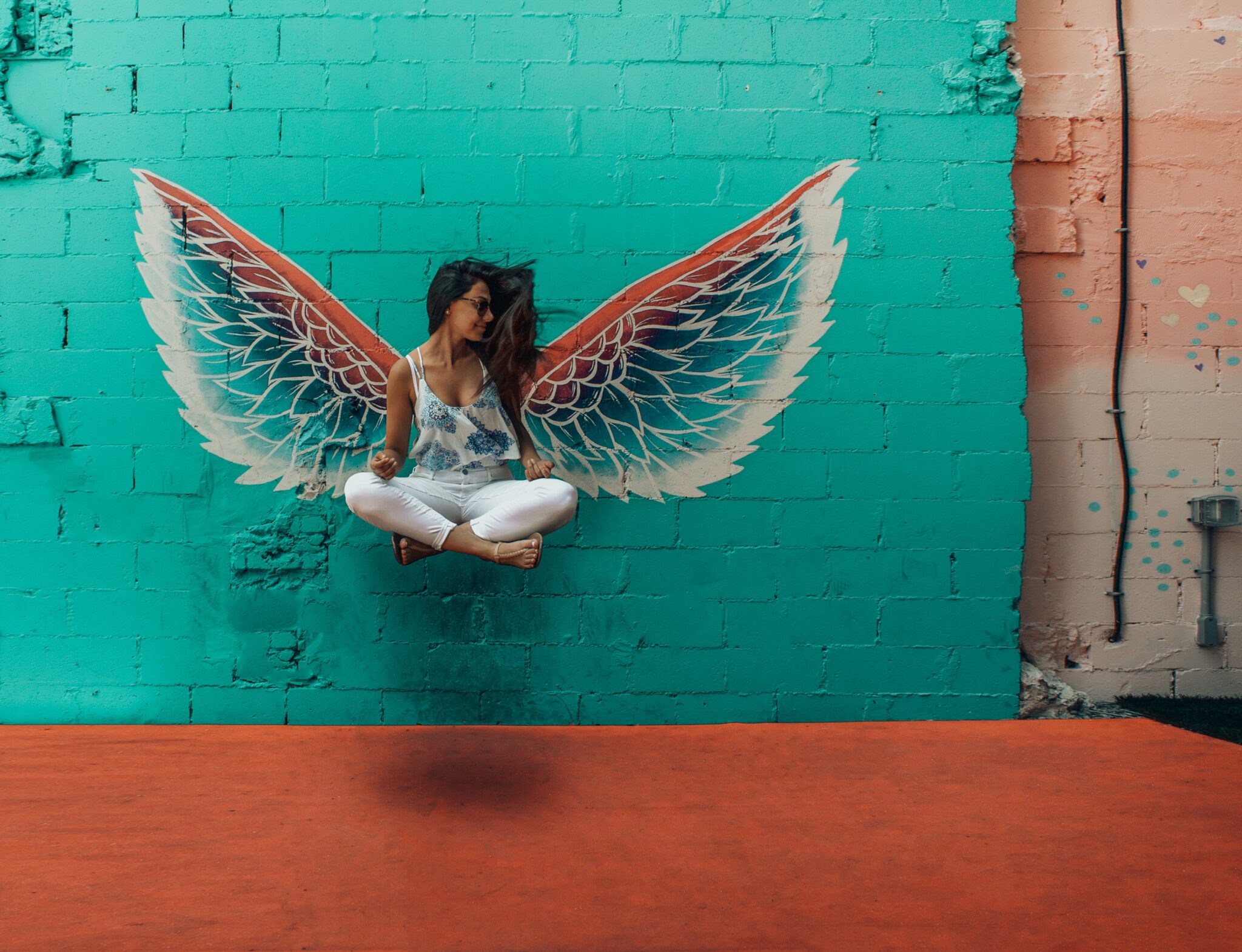 example free image: woman floating with wings