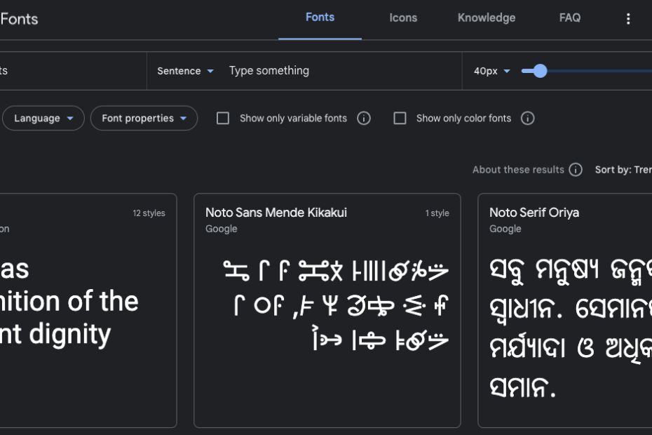 screeshot of google web fonts.