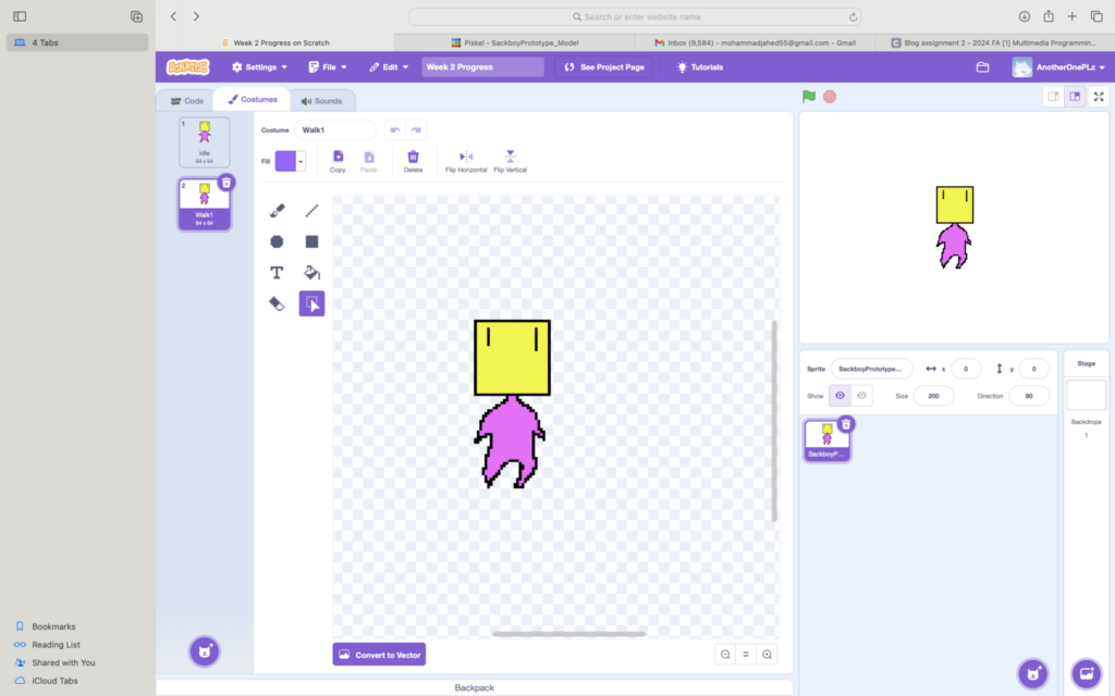 Walk1 animation model in scratch
