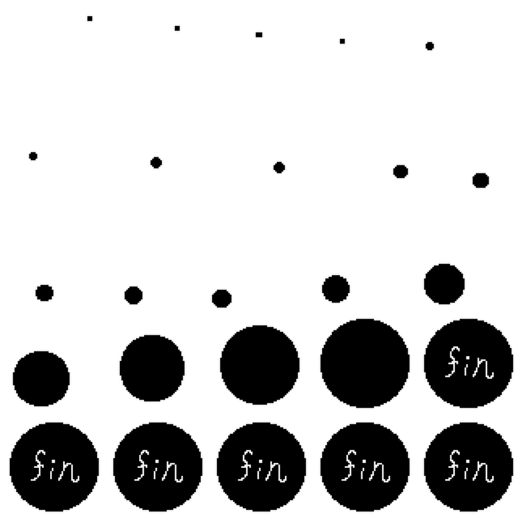 Each Frame of the Black ball bouncing. 
