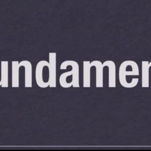 Part of video title card that reads: HTML Fundamentals Part 1, Professor Stein