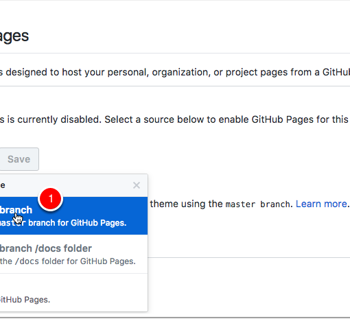 screenshot of GitHub Settings page where GitHub Pages are enabled