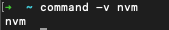 screenshot of terminal with command -v nvm entered