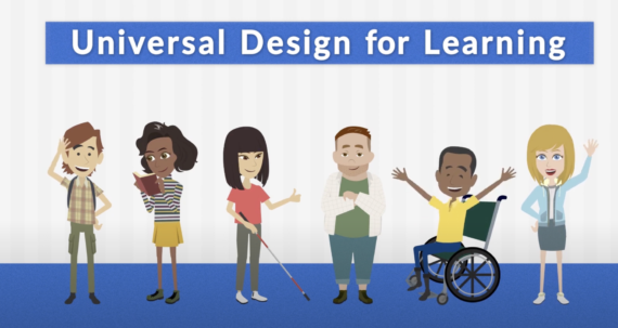 Screenshot of UDL video with drawing of diverse group of students